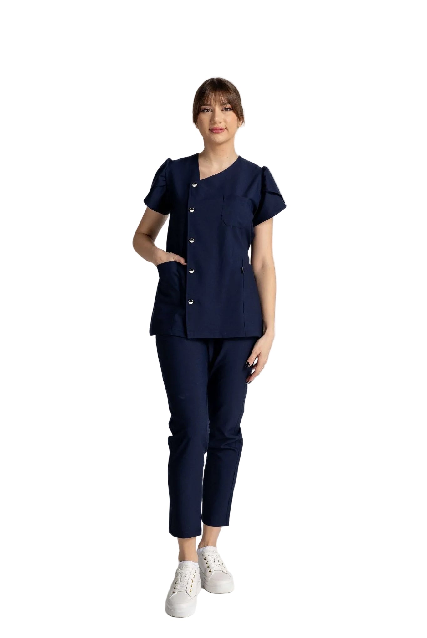 Costum Premium Elastic Sofia model prezentat, elegant si confortabil, ideal pentru mediu profesional.