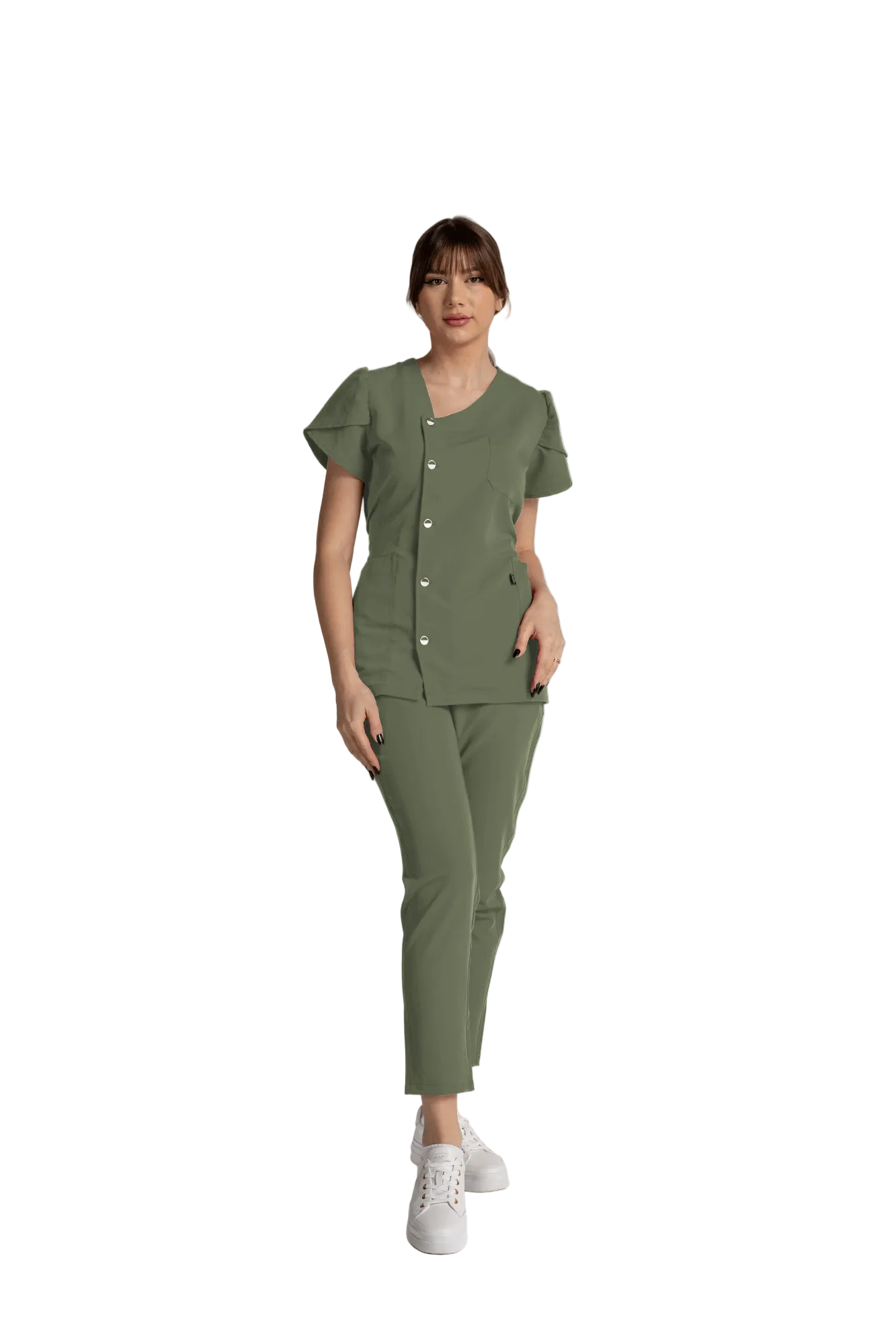 Costum Premium Elastic Sofia, costum profesional elegant, confortabil, cu design distinctiv și mâneci lalea.