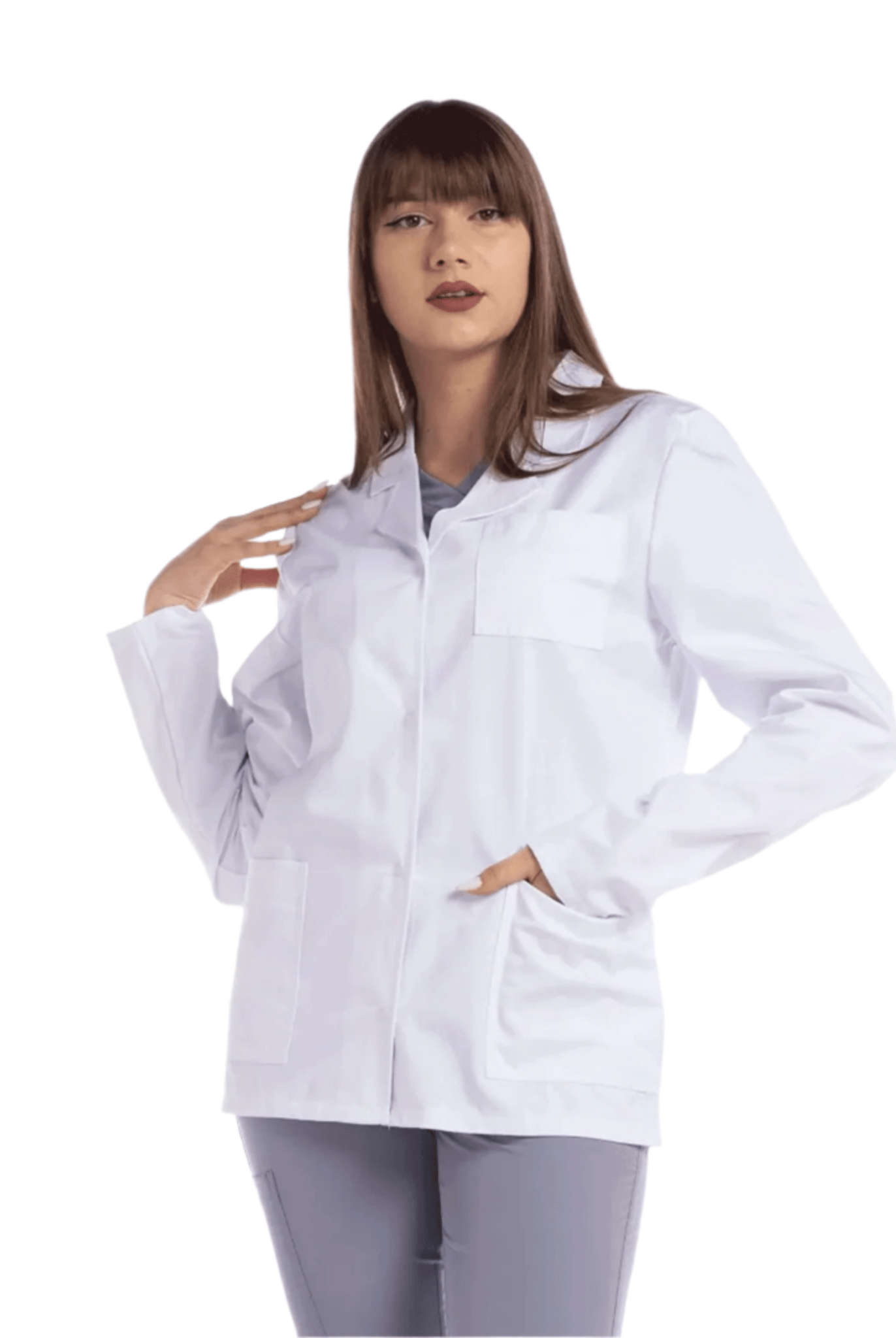 Halat Medical Alb Cu Maneca Lunga Bella - Inotex.ro - Inotex