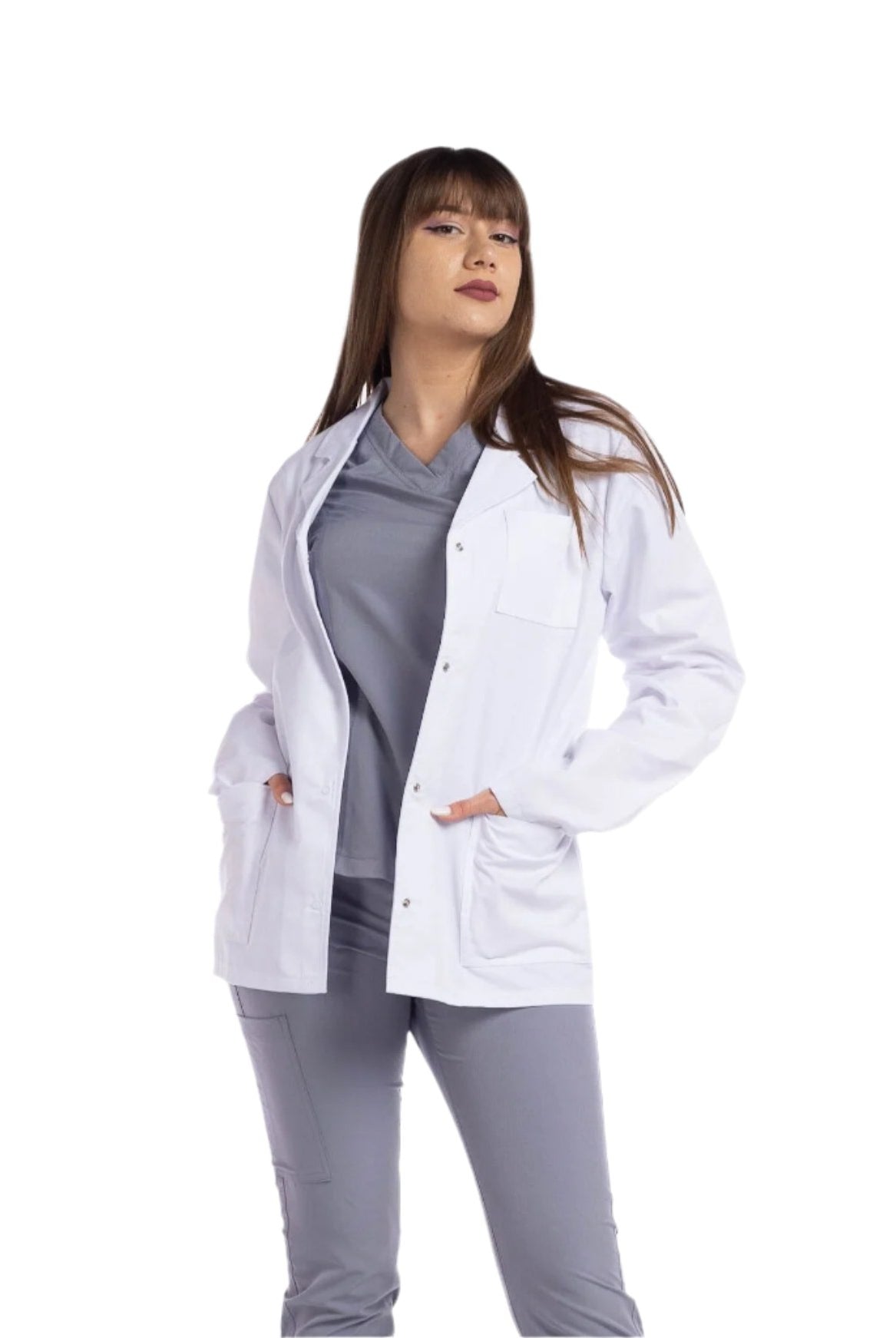 Halat Medical Alb Cu Maneca Lunga Bella - Inotex.ro - Inotex