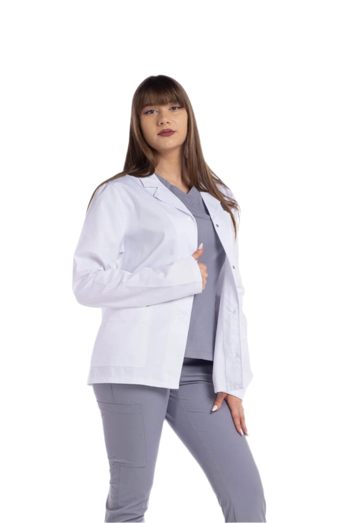 Halat Medical Alb Cu Maneca Lunga Bella - Inotex.ro - Inotex