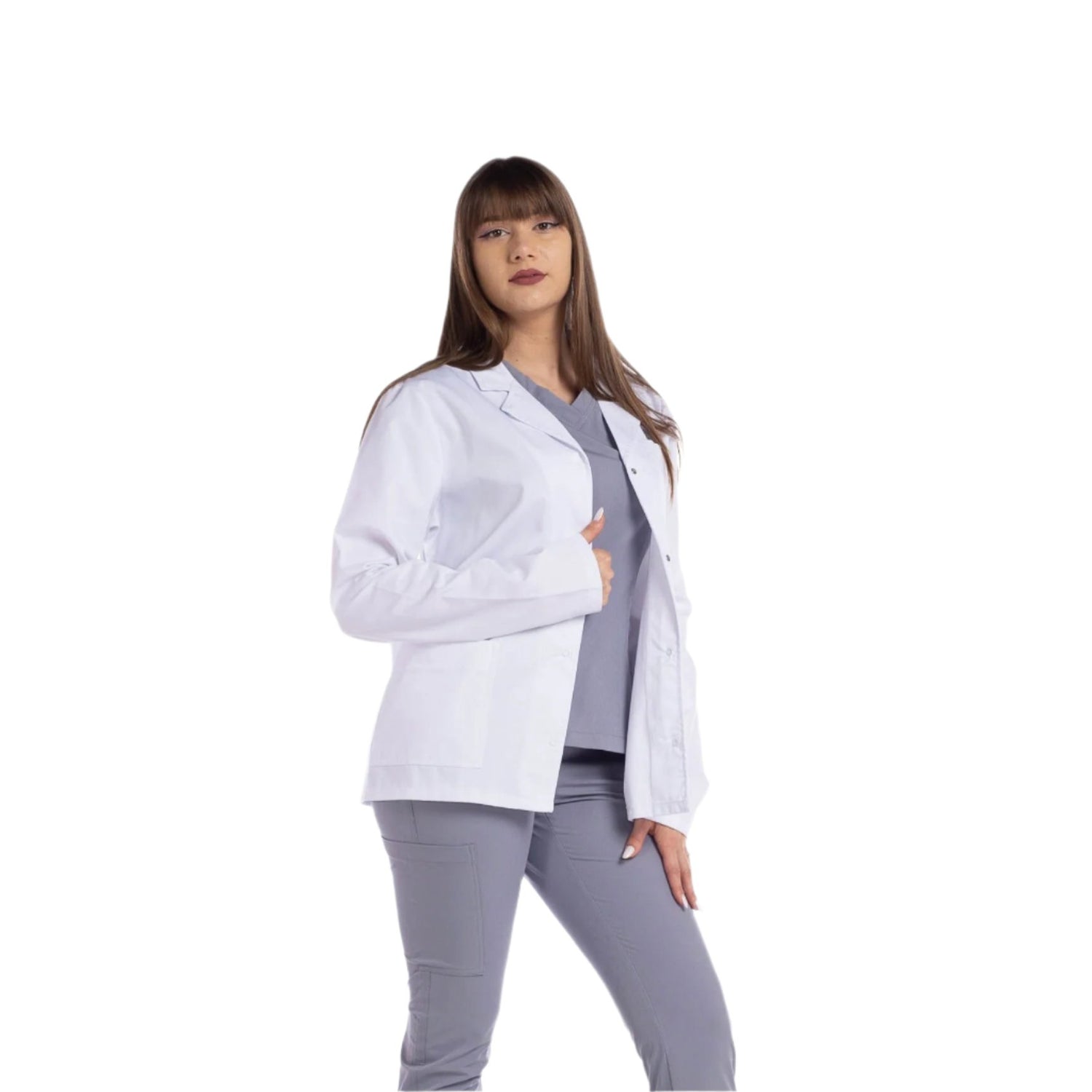 Halat Medical Alb Cu Maneca Lunga Bella - Inotex.ro - Inotex