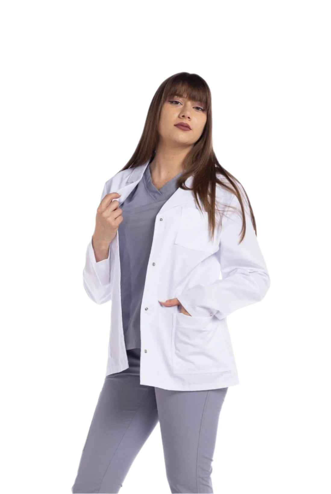 Halat Medical Alb Cu Maneca Lunga Bella - Inotex.ro - Inotex