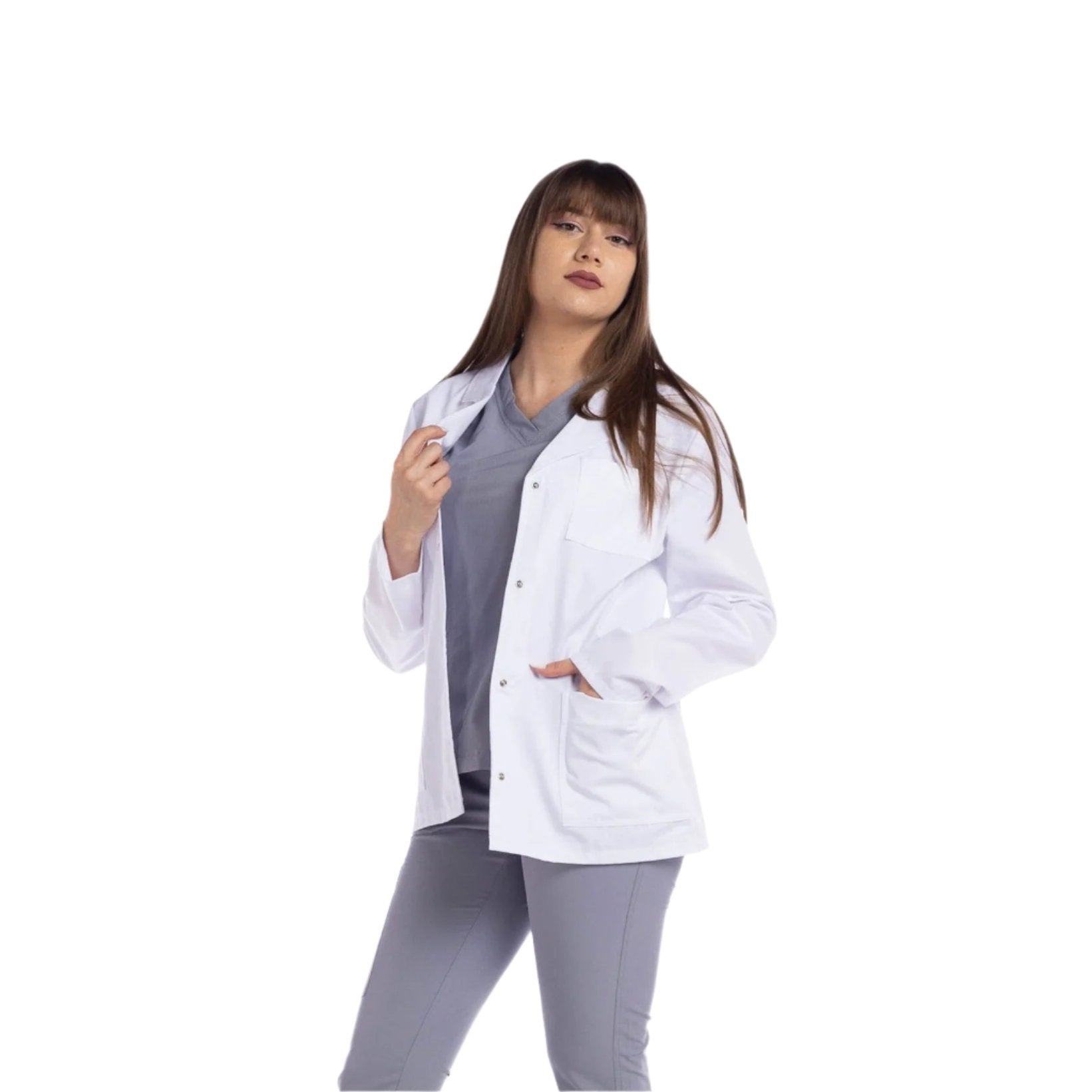 Halat Medical Alb Cu Maneca Lunga Bella - Inotex.ro - Inotex