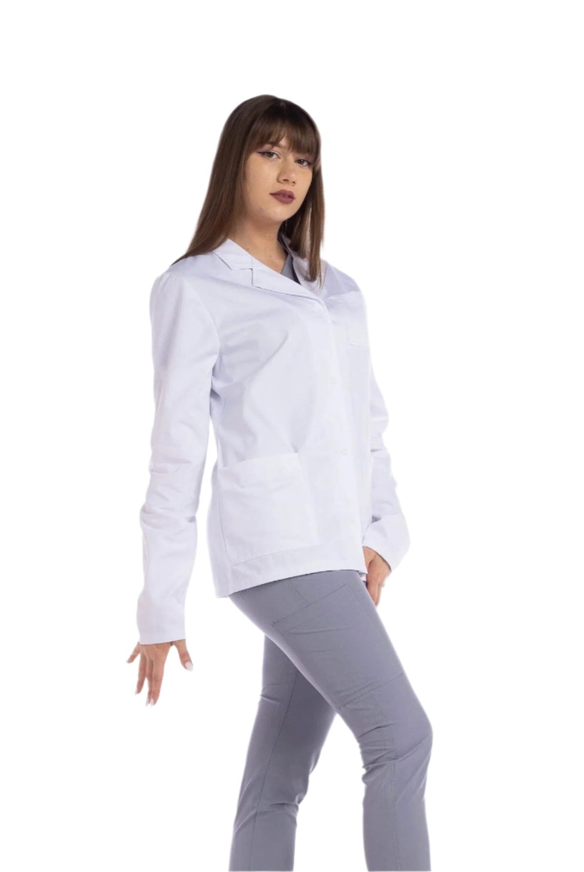 Halat Medical Alb Cu Maneca Lunga Bella - Inotex.ro - Inotex