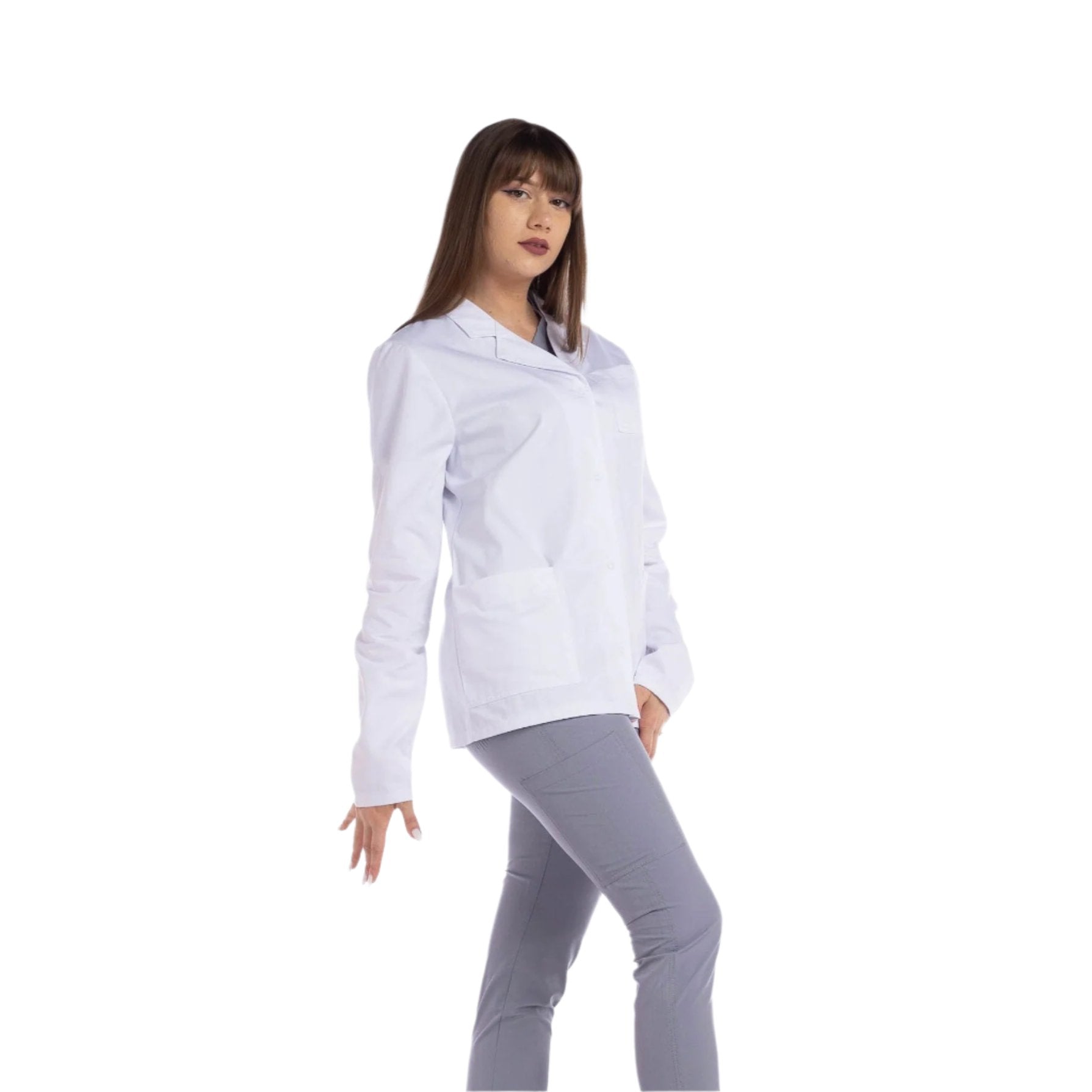 Halat Medical Alb Cu Maneca Lunga Bella - Inotex.ro - Inotex