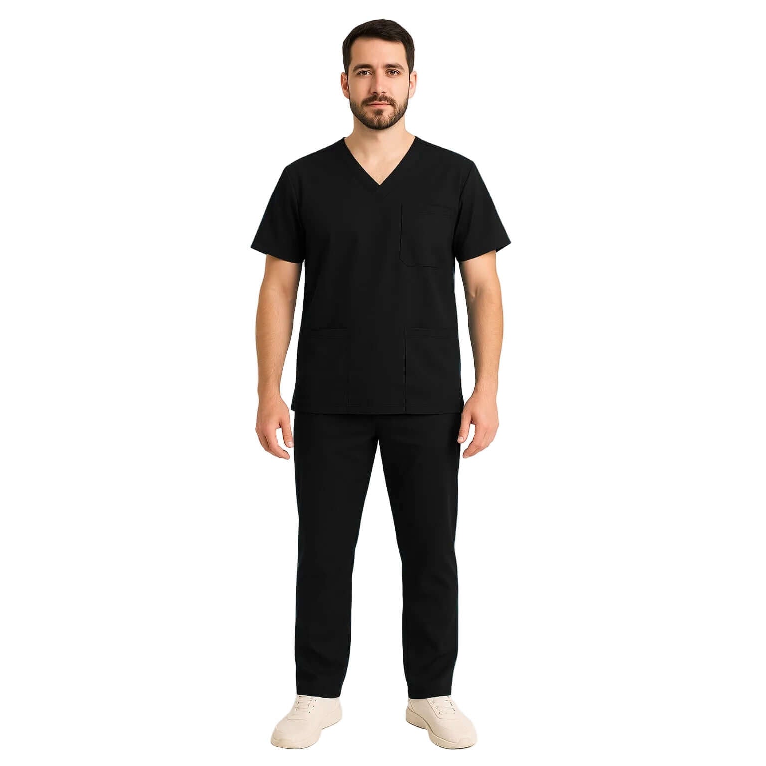 Costum medical elastic daniel, uniformă confortabilă și flexibilă, croi modern pentru practică medicală.