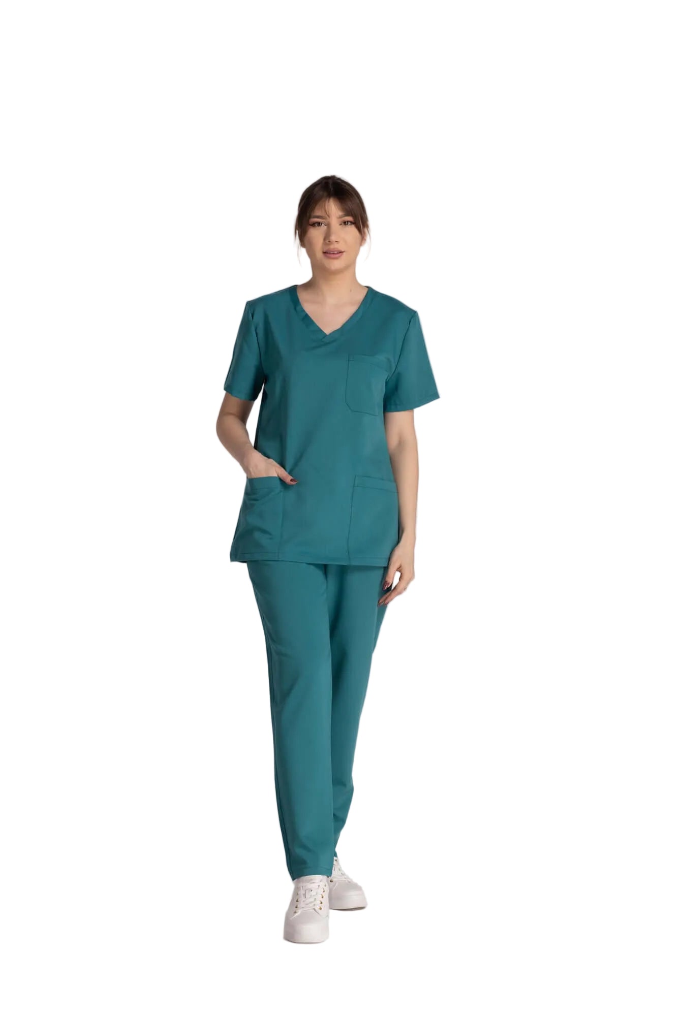 Costum Elastic Diana, uniformă profesională elegantă și confortabilă pentru personal medical.