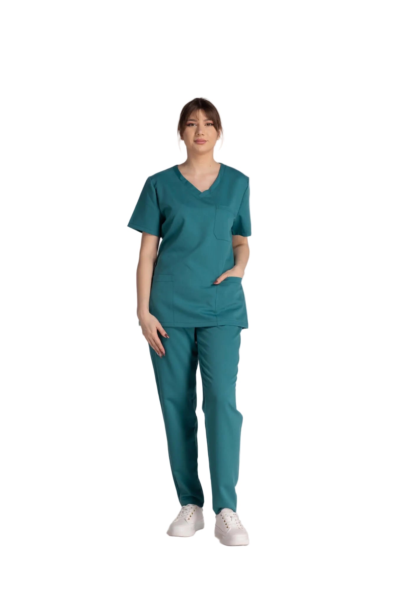 Costum Elastic Diana, uniformă medicală confortabilă și elegantă, ideală pentru profesioniști.