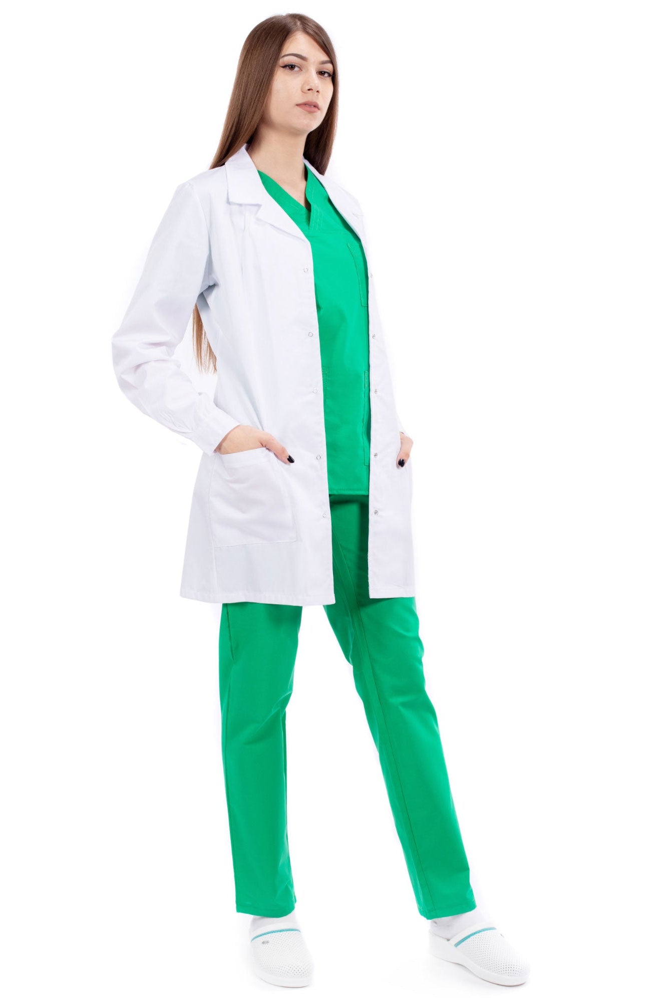 Halat Medical Alb Cu Maneca Lunga - Inotex.ro - Inotex