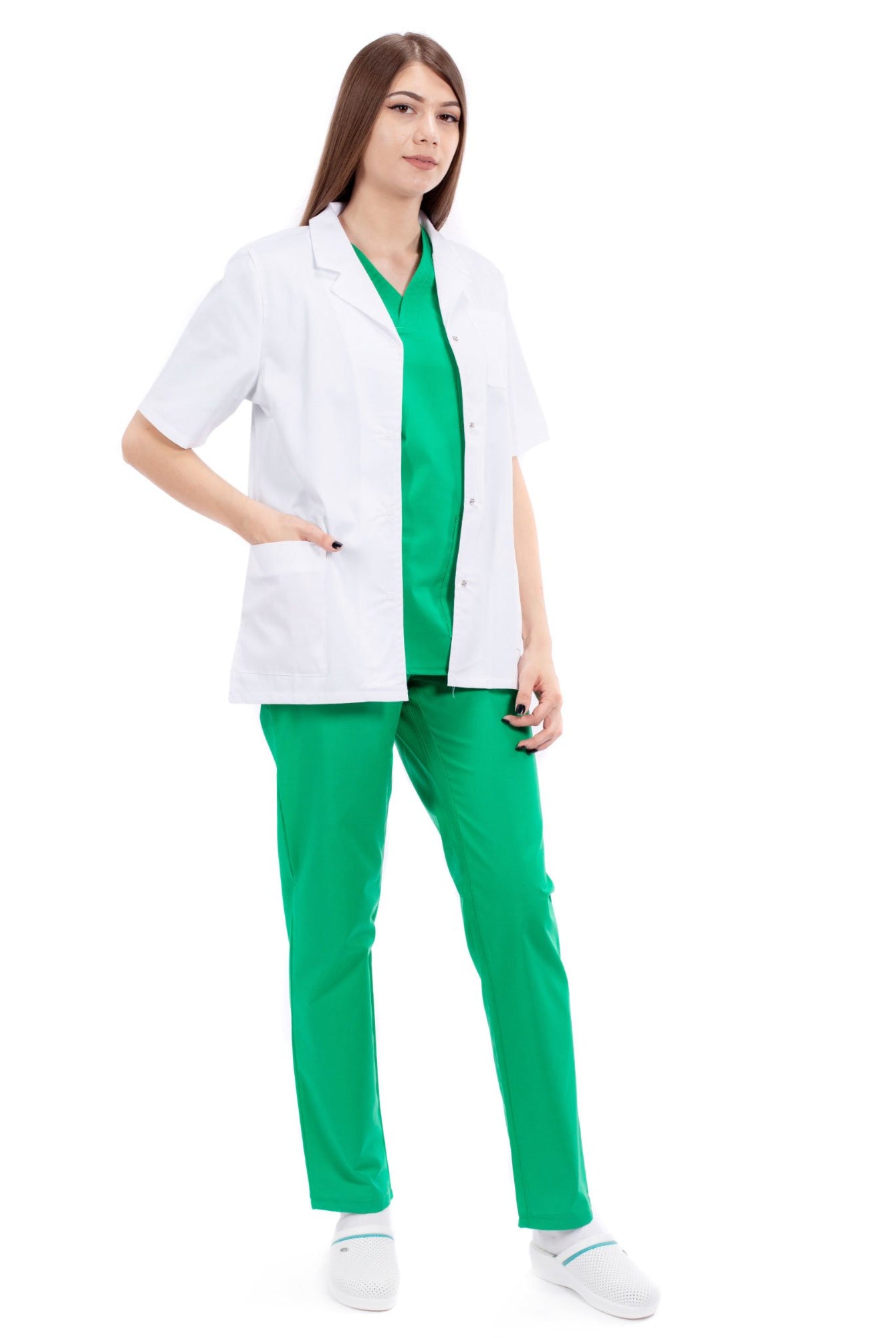 Halat Medical Alb Cu Maneca Scurta - Inotex.ro - Inotex