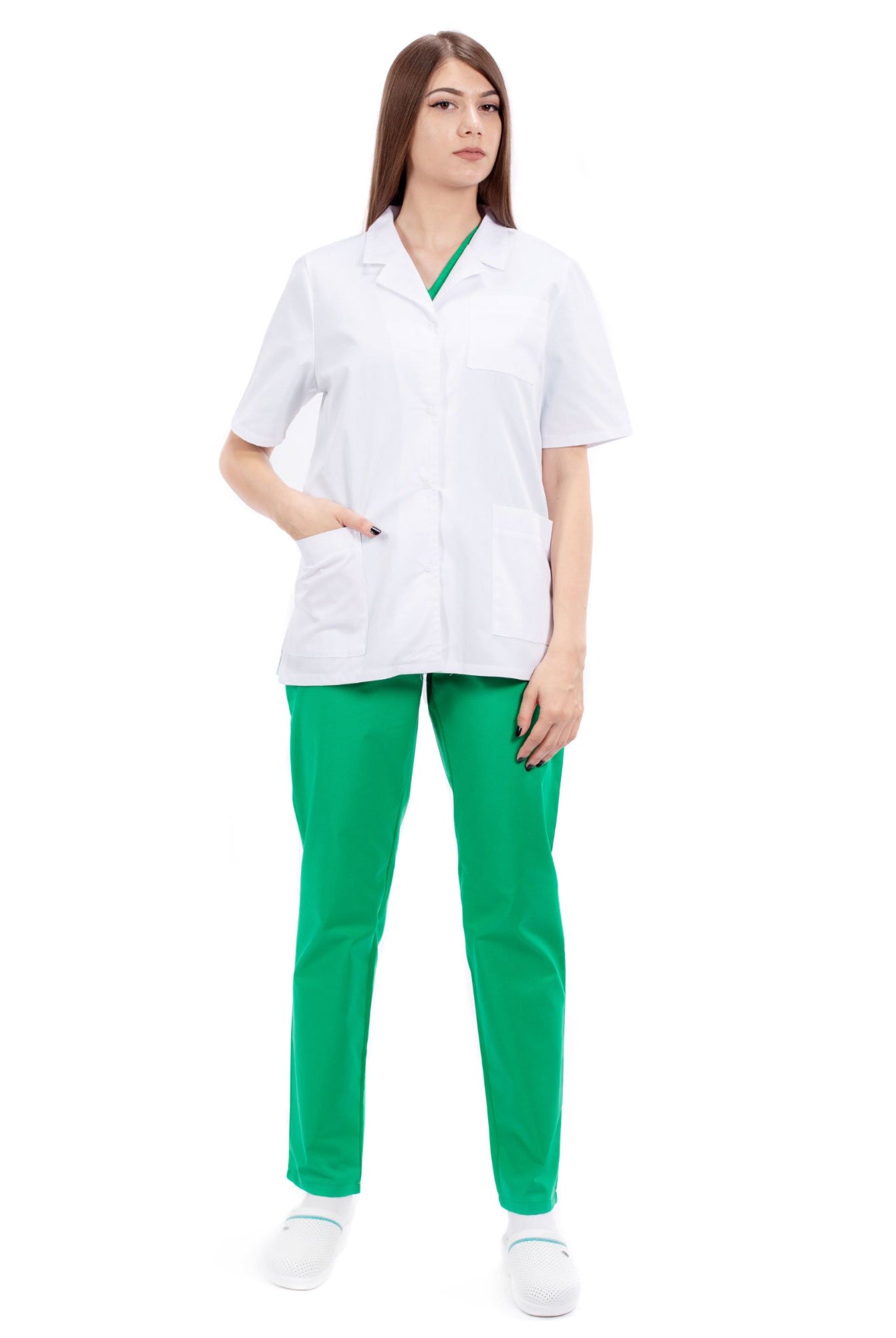 Halat Medical Alb Cu Maneca Scurta - Inotex.ro - Inotex