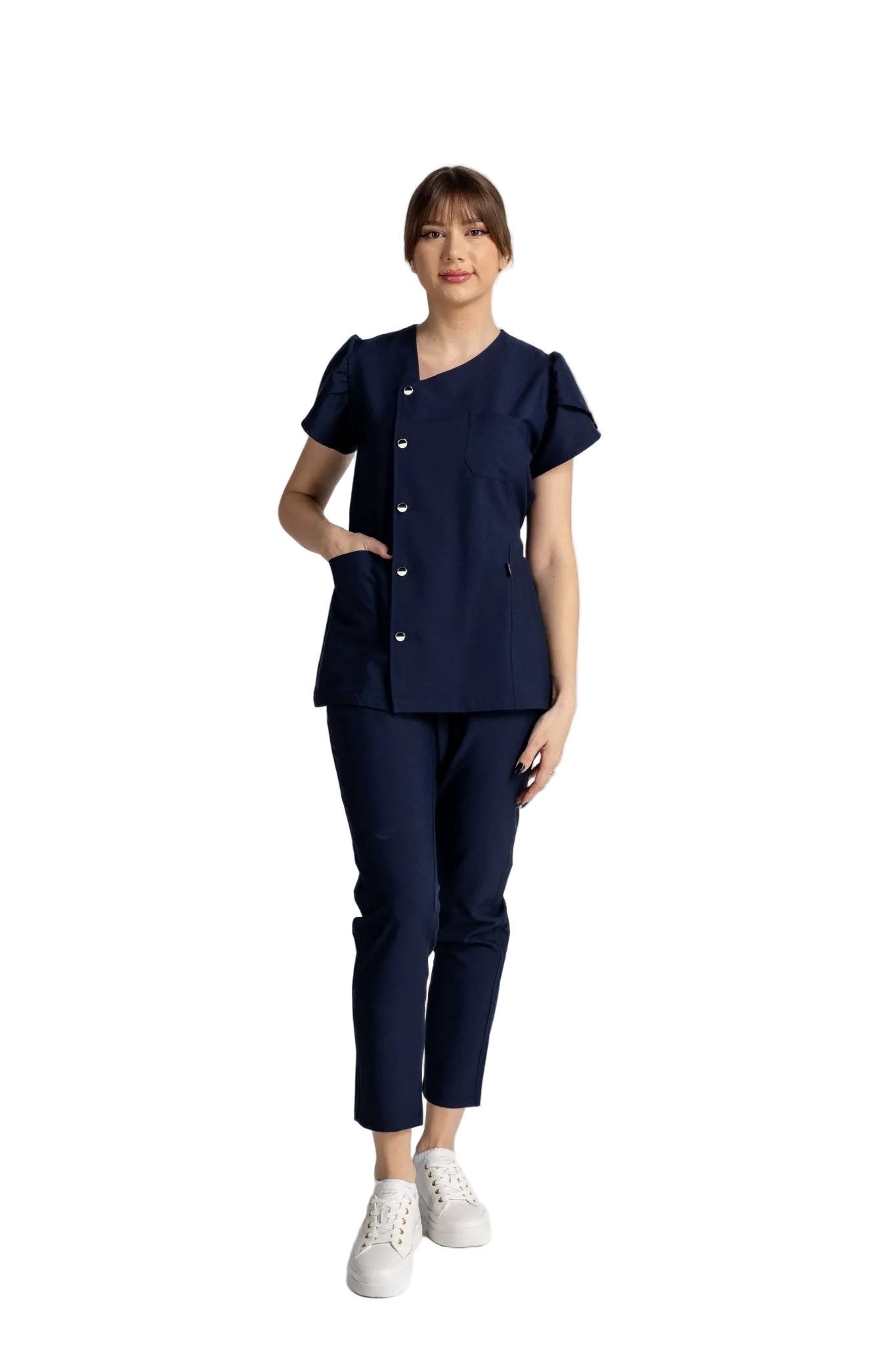 Costum Premium Elastic Sofia model prezentat, elegant si confortabil, ideal pentru mediu profesional.