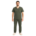 Costum medical elastic Daniel, uniformă medicală confortabilă, elastică și modernă, disponibilă în culoare verde