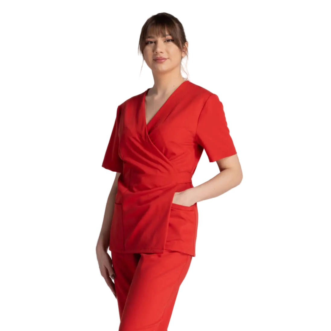 Bluza Elastica Bianca - bluză roșie cu design ergonomic și buzunare laterale.