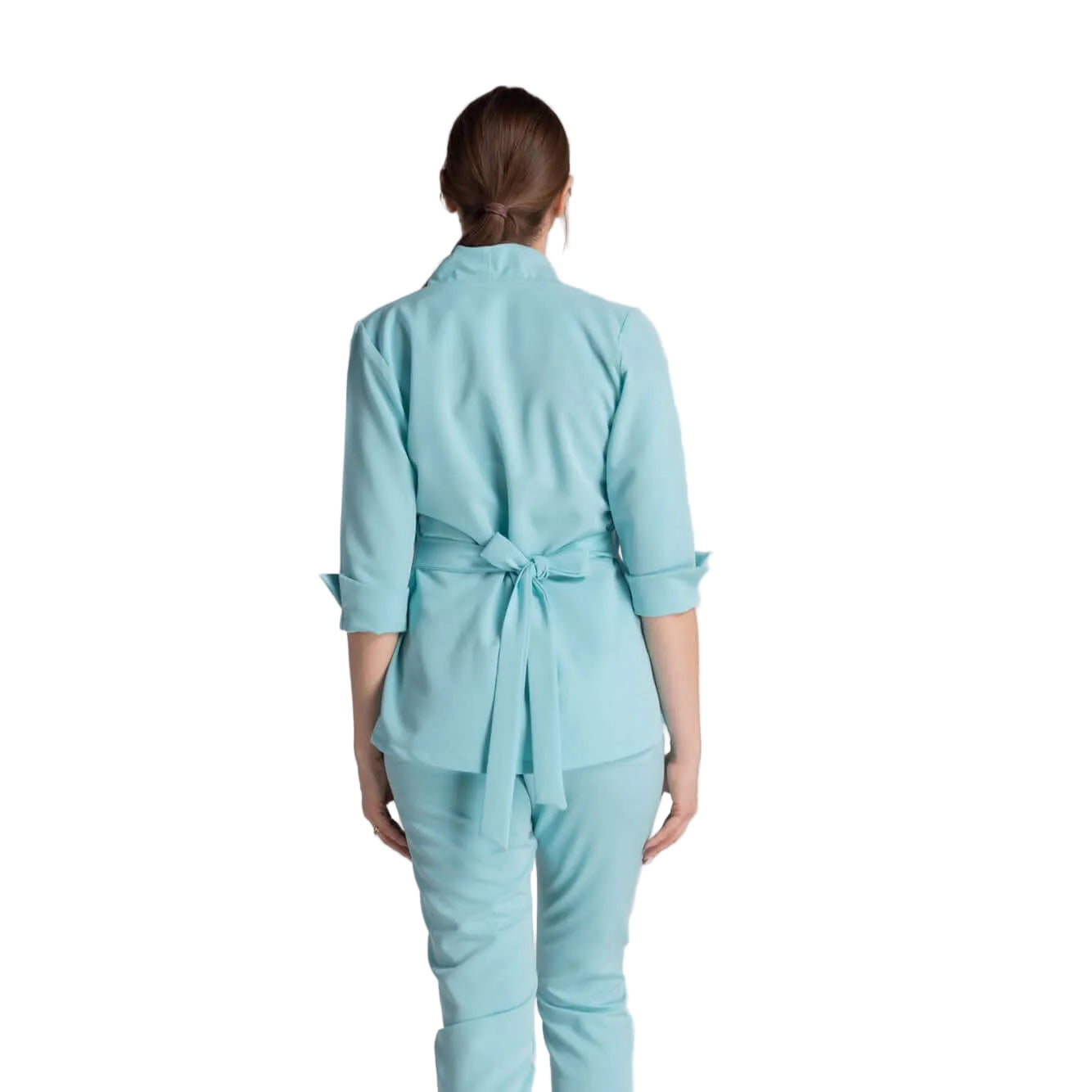 Bluza Elastica Elise, vedere din spate, eleganță și funcționalitate pentru mediul profesional.