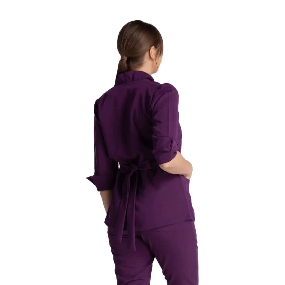 Bluza Elastica Elise - spate elegant cu guler shal si cordon ajustabil.