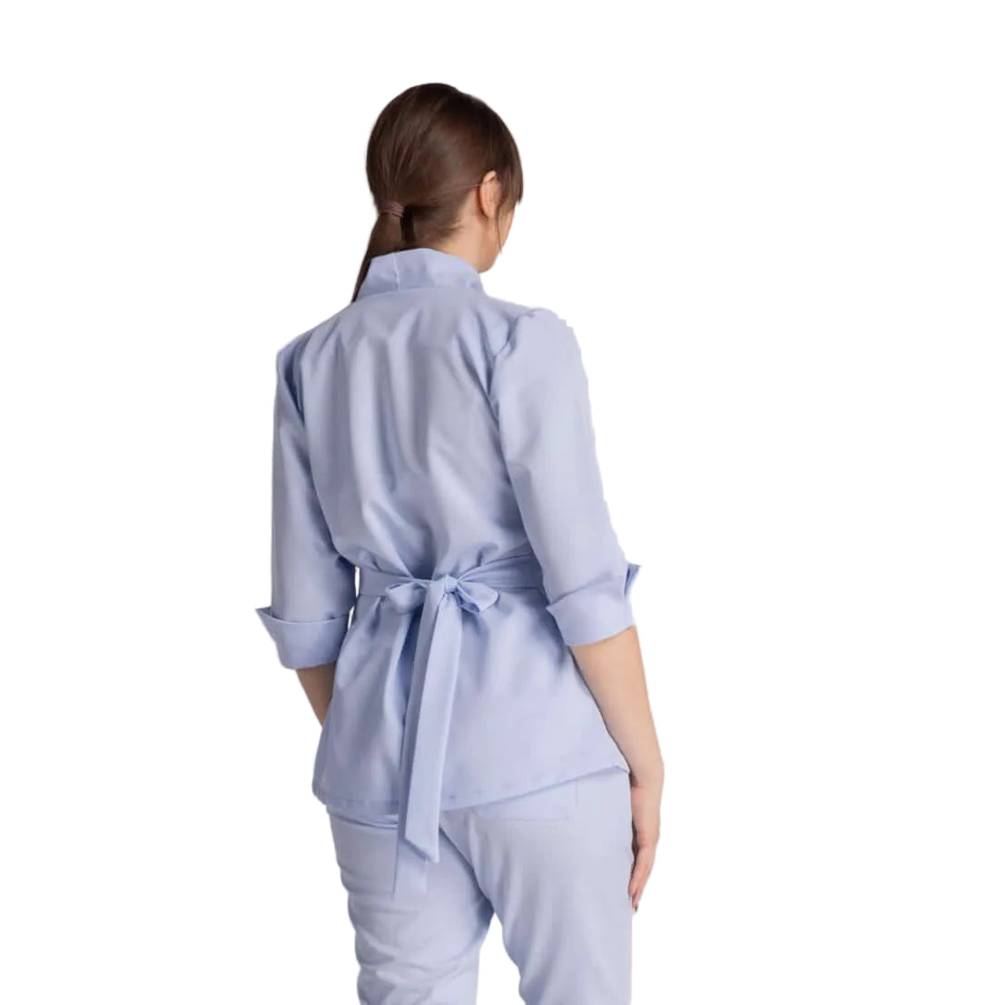 Bluza Elastica Elise - spate, design elegant, guler shal, cordon ajustabil, perfect pentru profesioniștii medicali.